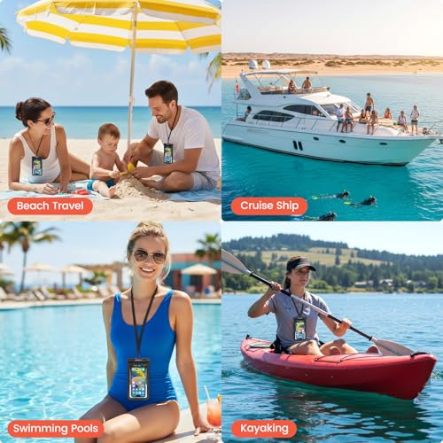 Rynapac Waterproof Phone Pouch [Up to 8.5"] - 2 Pack, IPX8 Waterproof Phone Case with Lanyard for iPhone 17 16 15 Pro Max, Touchscreen & Photograph, Cellphone Dry Bag for Beach Cruise Essentials 2026 - color: [Black + Rose Red]