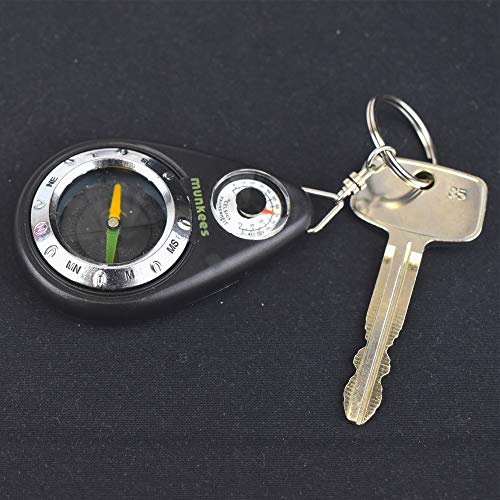 Small Compass and Thermometer Keychain for Camping, Hiking, Backpacking, Survival Tool, Emergency Kit