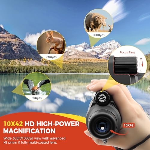 Astromania Monocular Telescope High Power 10x42 Compact Monoculars K9 Prism | Waterproof Fogproof Shockproof, Hand Strap, High Powered Compact Monocular for Adult, Bird Watching Hunting Camping Monocular - size: 10x42