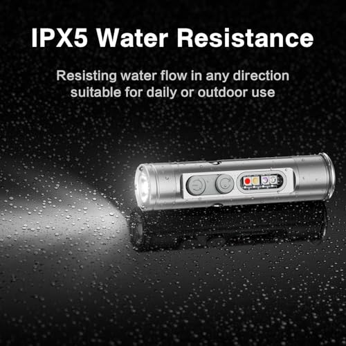 [No Igniter] K2 Mini Keychain Flashlight,Rechargeable 5-in-1 EDC Pocket Torch with COB Light, UV, Red Light, Magnetic Base & Window Breaker, Compact Survival Tool for Camping, Car, Travel & Gift - color: Silver