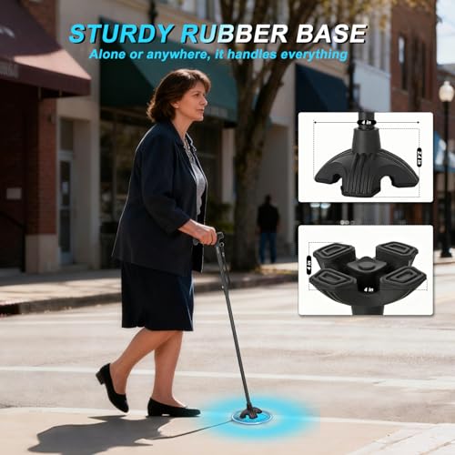 Walking Cane for Men and Women, Extended Handle; Solid Base; Foldable; Adjustable Heights; Lightweight; Heavy-Duty Canes for Seniors (Black) - color: Basic Black Cane(30.31-37.40in)