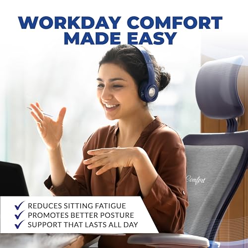 Stratos, Pure Cooling Memory Foam Seat Cushion, Ergonomic Support, Portable for Airplanes, Office Chairs, Cars, and Trains, Pressure Relief