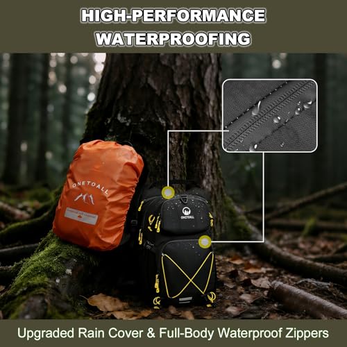 Hydration Backpack 22L, Hiking Backpack with 2L Leakproof Bladder, Sewn-in Rain Cover, Insulated Compartment for Men & Women Running, Cycling, Camping - color: Black