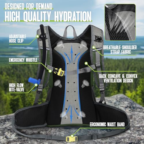 N NEVO RHINO Hydration Backpack, 18L Hiking Backpack with 3L Water Bladder | Multipurpose Water Backpack High Flow Bite, Insulated Hydration Pack Ideal for Hiking and Cycling - color: Army Green