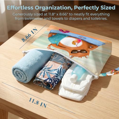 Fokongna Wet Bag, 4 Pack Flexible Roll Up Foldable Reusable Waterproof Dry Separation Pouch for Small Pocket Luggage Travel Gym Storage - color: Capybara & Cat 01