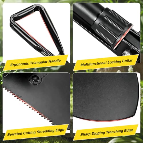 Folding Shovel, 18.5'' Lightweight Camping Shovel - color: Black, size: 18'' Medium