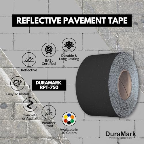 DuraMark RPT-750 Reflective Pavement Marking Tape, Black, 4 in x 36 ft - color: Black, size: 4 Inch x 36 Ft
