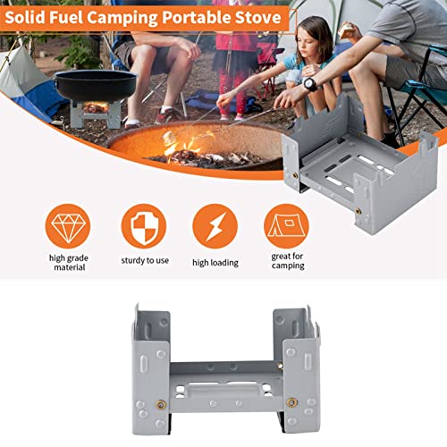 Folding Portable Pocket Stove, Solid Fuel Tablet Pocket Stove for Picnic BBQ Camp Hiking Wood Burning Camp Stove, Emergency Stove, 95 X 75mm
