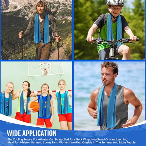 Hosuly 6 Pack Cooling Towel 40" X 12", Cool Neck Wrap,Light Blue | Cooling Rag for Neck and Face, Ice Breathable Chilly Towels, Portable Bag, Quick Cooling for Hot Weather - color: Light Blue