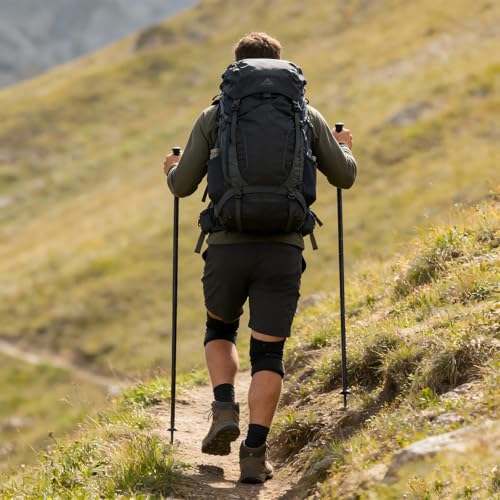 Trekking Pole Tactical Walking Stick,Survival Hiking Pole(7-Section) - color: 7-Section Black Handle