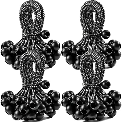 100 Pack Ball Bungee Cords 4 Inch, Heavy Duty Bungee Cord with Balls Canopy Tarp Tie Downs Bungee Balls for Camping, Shelter,Cargo,Tent Poles UV Resistant - size: 4 Inch