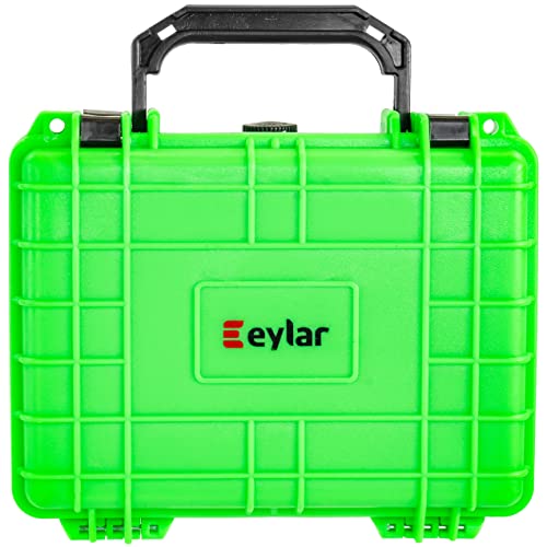 Eylar Protective Camera Hard Case Water & Shock Proof w/Foam, TSA Standards 9.12 inch 7.56 inch 4.37 inch (Neon Green) - color: Neon Green