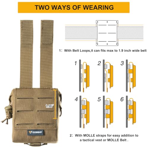 IDOGEAR Tactical Frag Grenade Pouch MOLLE Tool Pouch Ultility EDC mini Waist Storage Bag with Adjustable Function - color: Coyote Brown