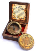 to My Son Compass with Wooden Box-Mom to Son Compass–Father to Son Gifts- to My Grandson -Graduation Day Gifts for Son-Birthday, Baptism, Graduation, Confirmation, Communion Compass for Women Men - style: # 4 TO MY SON COMPASS