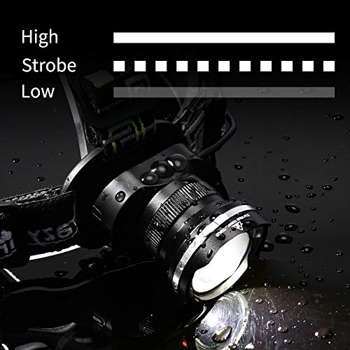LED Headlamp, Super Bright Headlamp Headlight Flashlight, 3 Modes Zoomable Headlamps for Runing,Hiking,Camping,Fishing,Hunting(Black)