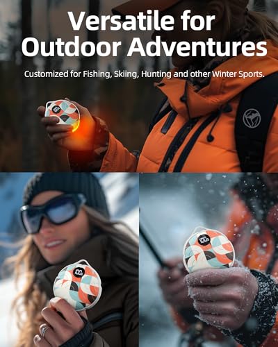 FrSara Rechargeable Hand Warmer, Electric Hand Warmer Hangable w/ 4000mAh Last 10 Hours, 3-Level Heat, Strip, Light, Display, Stocking Stuffers Gift for Camping Skiing Raynauds & Christmas