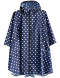 ANYOO Waterproof Rain Poncho Lightweight Reusable Hiking Hooded Coat Jacket for Outdoor Activities - color: F Dot Blue