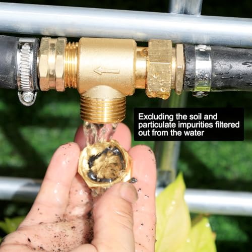 Garden Hose Filter Attachment with 100 Mesh and 40 Mesh Stainless Steel Screen,Brass Filter Pressure Washer Inlet for RV Camping Car Wash Rainwater Filtration (with Cap) - color: with cap