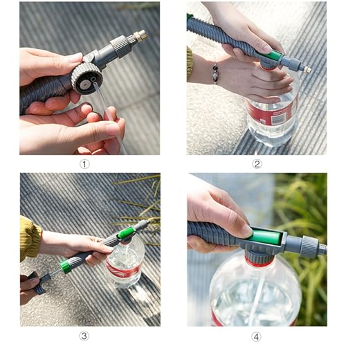 Handheld Bottle Sprayer Adjustable Mist Nozzle Pressurized Atomizing Spray Head Watering Can Attachment Garden Irrigation Sprayer for Plants Cleaning Alcohol Disinfection and Home Gardening Use