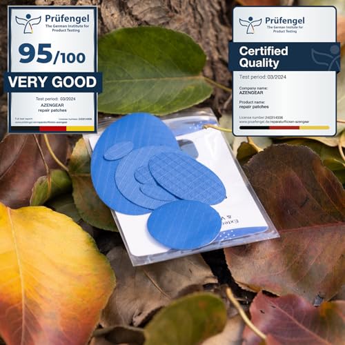 Stick-On Repair Patches for Down Jackets, Tents, 11 Pcs, Blue | 30+ colors, self-adhesive nylon polyester, tear-cold-heat resistant, fix puffer coats, sleeping bags, pvc, no sewing - color: Blue