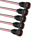Gebildet 5pcs LED Plastic Indicator Pilot Light AC/DC 12-24V Mounting Hole Size 12mm(Red) - color: red/AC/DC 12-24V/black shell