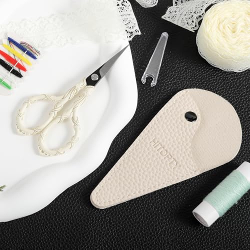 Vintage Small Embroidery Scissors, Mini Detail Shears with Cover | Stainless Steel, Precision Sharp Tip, All Purpose for Needlework, Threading, Sewing, Craft DIY, Stitch, Home, Travel, Office - color: White