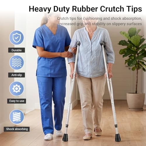 4-Pack Crutch Tips 7/8 Inch Upgrade Heavy Duty Rubber Crutch Accessories Replacement Rubber Cane Tips, Black - color: 7/8 Inch-4 Pcs Black