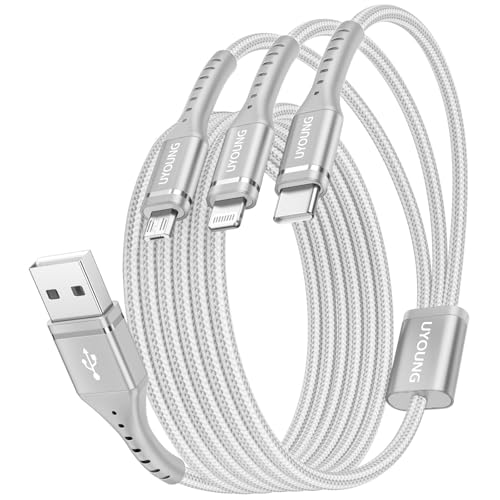 Multi Charging Cord, 3 in 1 Charging Cable Universal Charger 10 FT, 2 Pack - color: Silver, size: 10FT, style: USB A to Multiple Connectors