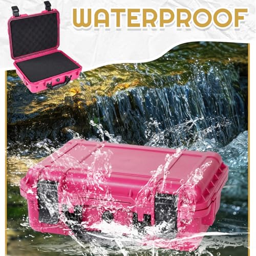 Relaxweex 1 Pcs 8.5 x 6.5 x 3.7 Inch Waterproof Hard Case with DIY Customizable Foam Insert Portable Protective Case with Knife for Camera Drones Equipments Tools Test Instruments(Rose Red) - color: Rose Red, size: 8.5 x 6.5 x 3.7 Inch
