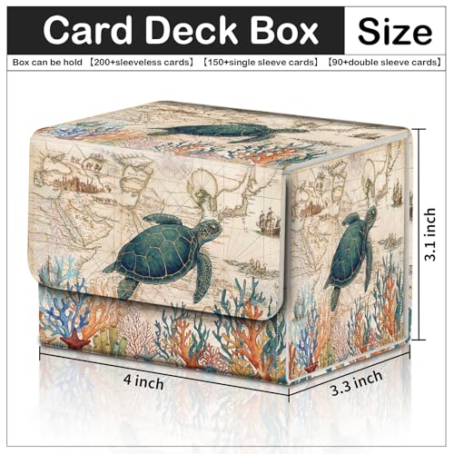 Commander Deck Box, Green Turtle Map, Magnetic Trading Card Storage - color: Green Turtle Map