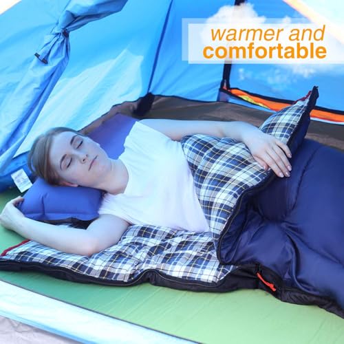 REDCAMP Cotton Flannel Sleeping Bag for Camping Backpacking, Adults Cold Weather Envelope Sleeping Bags with 2/3/4/6lbs Filling - color: Blue with 3lbs filling
