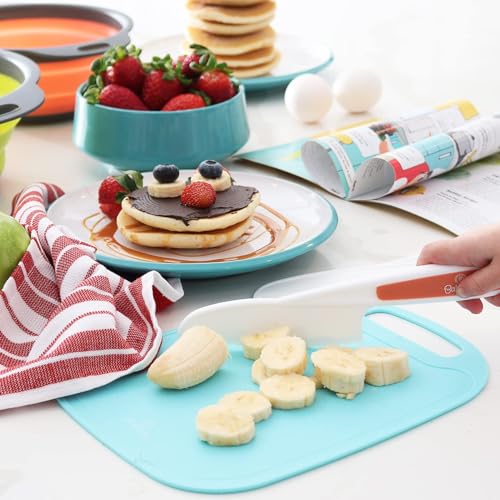 Baketivity Kids Cooking Set with Real Utensils & Kitchen Tool Guide | Includes Mixing Bowls, Cutting Board, Knife and Apron - A Complete Junior Cooking Set Gift For Girls Or Boys - color: Baketivity Kids Cooking Tool Set