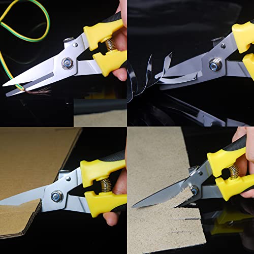 8 Inch Aviation Tin Snips, Heavy Duty Metal Cutter | Stainless Steel Blade, Comfort Grips, Multifunction Cutting of Branches, Cable Wires, Thin Iron, Cardboard - size: 8 Inch Straight Blade