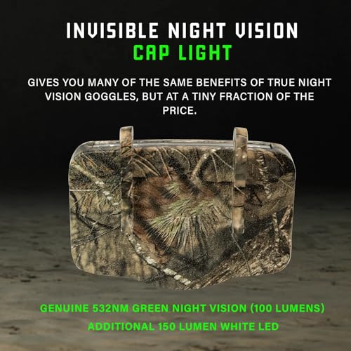 MODERN NEEDS Night Vision Cap Light – Clip On Cap Light Powered by AAA, Dual LED Modes, Cap Flashlight and Hat Light for Billed Hats, Camping, Hunting, Fishing, Hiking, Walking, Repairs & Outdoor