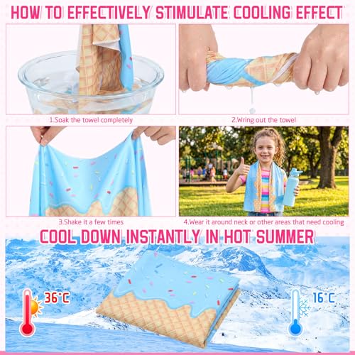 FuWeave 24 Pcs Ice Cream Cooling Towels Gifts 30 x 9 Inch - color: Ice Cream, size: 30 x 9 inches