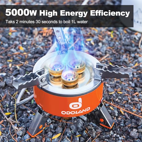 Odoland 5000W Portable Camping Stove Lightweight Camp Stove Collapsible Backpacking Stove with EVA Box for Outdoor Camping Cooking Hiking and Picnic - style: 5000W