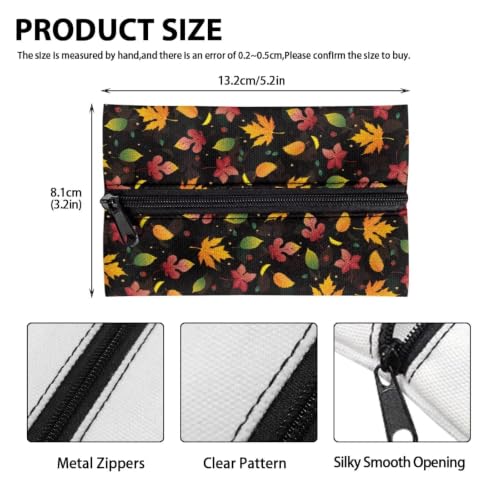 Flashideas Black Thanksgiving Maple Leaf Reusable Tissue Holder for Purse Travel Tissue Holder Fabric Purse Zipper Enclosed Tissue Pouch for Coins for Bag Car Office Home - color: Black Thanksgiving Maple Leaf