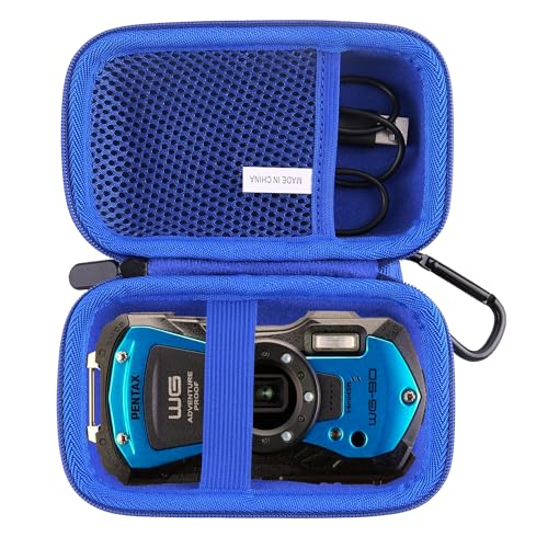 Hard EVA Carrying Case Compatible with PENTAX WG-8/WG-90/ RICOH WG-7/WG-6/WG-80/WG-70 Waterproof Digital Camera storage box (blue) - color: blue