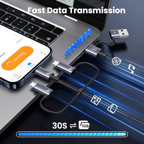 240W Multi Charging Cable, 6.6ft 6-in-1 USB C Cable Fast Charging Cords with USB-C/A Ports to IP/Type C/Micro Connectors for Pad/Cell Phones/Tablets/Laptop (Pack of 2) - size: 6.6ft (Pack of 2)