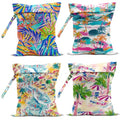Wet Bag, 4Pcs Wet Dry Bag Set, Reusable Waterproof Bags with Palm & Beach Crowd Patterns for Women, Practical for Pool Days & Daily Essentials Storage - color: Palm & Beach