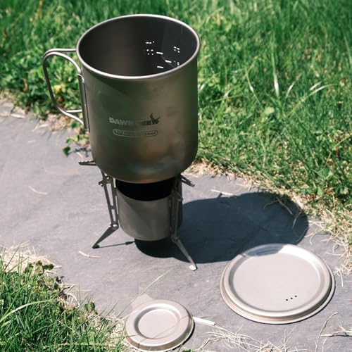 Titanium Backpacking Stove System, Cup/Portable Alcohol Stove/Foldable Spork -750ml Camping Combo (only stove) - color: only stove