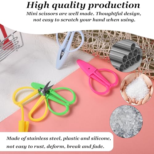 4 Pcs Tiny Small Scissor with Cover Multicolor Tiny Travel Scissors Mini Scissors Set 2.6x1.7 Inch Stainless Steel Detail Sewing Scissor for Sewing Crafts Yarn