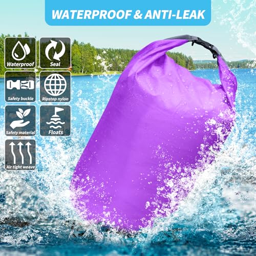 Dry Bag Set, Waterproof Small Lightweight Dry Bags for Paddle Board Kayaking, Fishing, Camping(Purple, 40L 2Pack) - color: Purple, size: 40L 2Pack