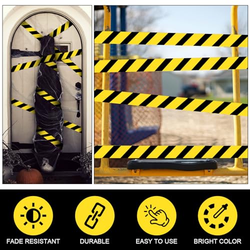 12 Pack Flagging Tape Black Yellow Stripes Neon Tape Set 1 in x 1800 ft - color: Black Yellow