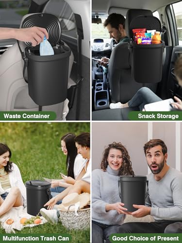 Garoopion Soft Silicone Car Trash Can 1.9 Gallon with Leakproof Design - color: Black