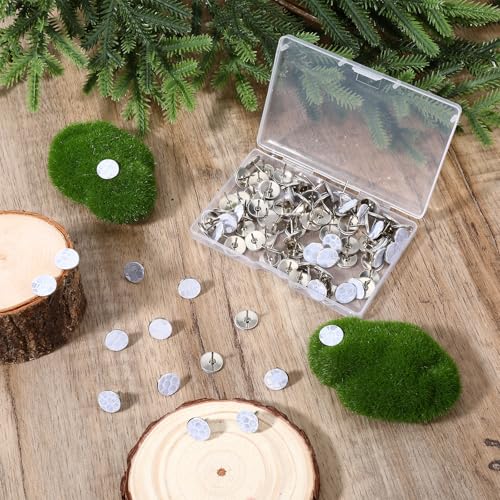 100 PCS Reflective Tacks Trail Markers, 0.4" High Visibility Tacks Bright Eyes Trail Markers, Glow Mark Thumb Tack with Box for Hunting Hiking Camping Tree Stand Marking