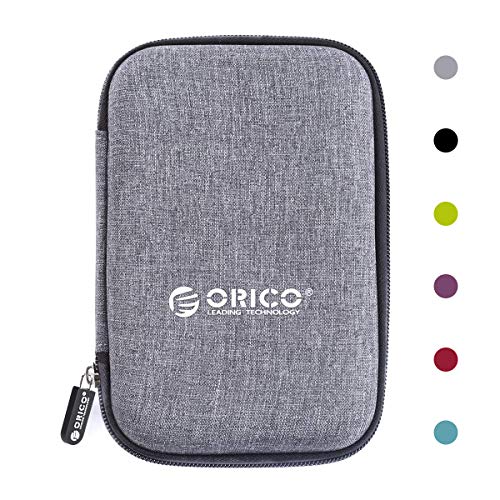 ORICO Hard Drive Case 2.5 inch External Drive Storage Carrying Bag Waterproof Shockproof with Inner Size 5.5x3.5x1.0inch for Organizing HDD and Electronic Accessories,Grey(PHD-25) - color: Grey