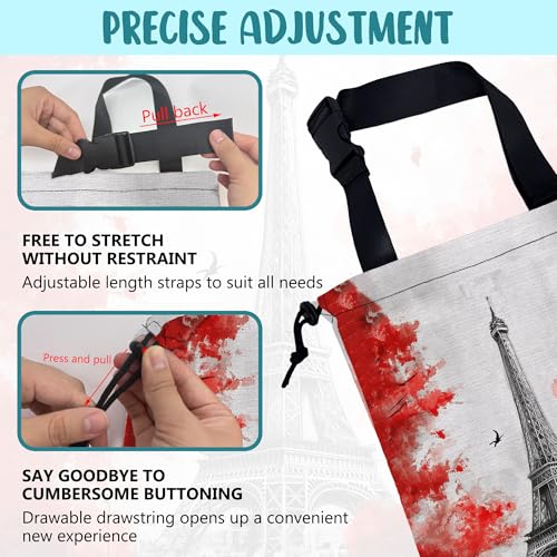 Car Garbage Bag Eiffel Tower Red Trees Drawstring Car Trash Bag Hanging for Back Seat with Adjustable Buckle Canvas Vehicle Trash Can Easy-to-Install - color: Eiffel Tower Red Trees