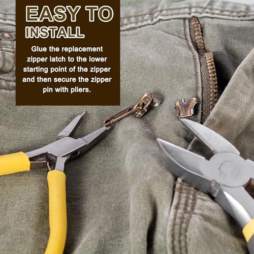 uxcell 8Set Double Open Zipper Repair Latch Kits, #5 Copper Insert Pins Zipper Stopper for Bags Coats Jackets Zippers Repairing Replacement, Light Gold - color: Light Gold, size: #5