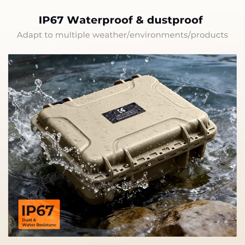 K&F CONCEPT Waterproof Hard Case, IP67 Protective Case with Pre-Scored Foam - color: Khaki